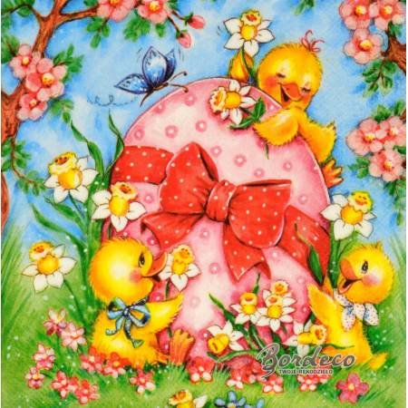 Serwetka decoupage seria DAISY kaczuszki z pisanką 33x33cm